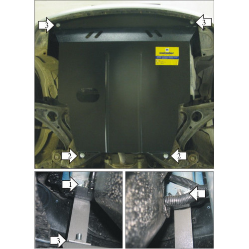 Защита Картера двигателя, КПП MOTODOR для Hyundai Getz 2005-2011, Сталь 2 мм - Арт. 909