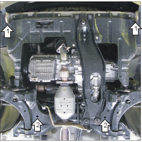 Защита Картера двигателя, КПП MOTODOR для KIA Spectra 2004-2011, Сталь 2 мм - Арт. 1012