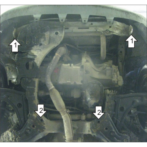 Защита Картера двигателя, КПП MOTODOR для Chevrolet Rezzo 2004-2008, Сталь 2 мм - Арт. 3022