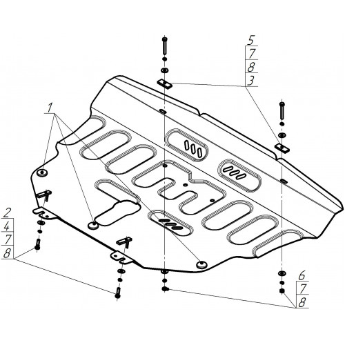 Защита Картера двигателя, КПП MOTODOR для HAVAL Dargo 2022- (I), Сталь 2 мм - Арт. 73102