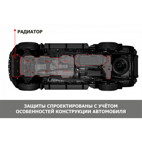 Защита Радиатора АвтоБроня для Tank 300 2021-, Сталь 45778 мм - Арт. 111.04801.1